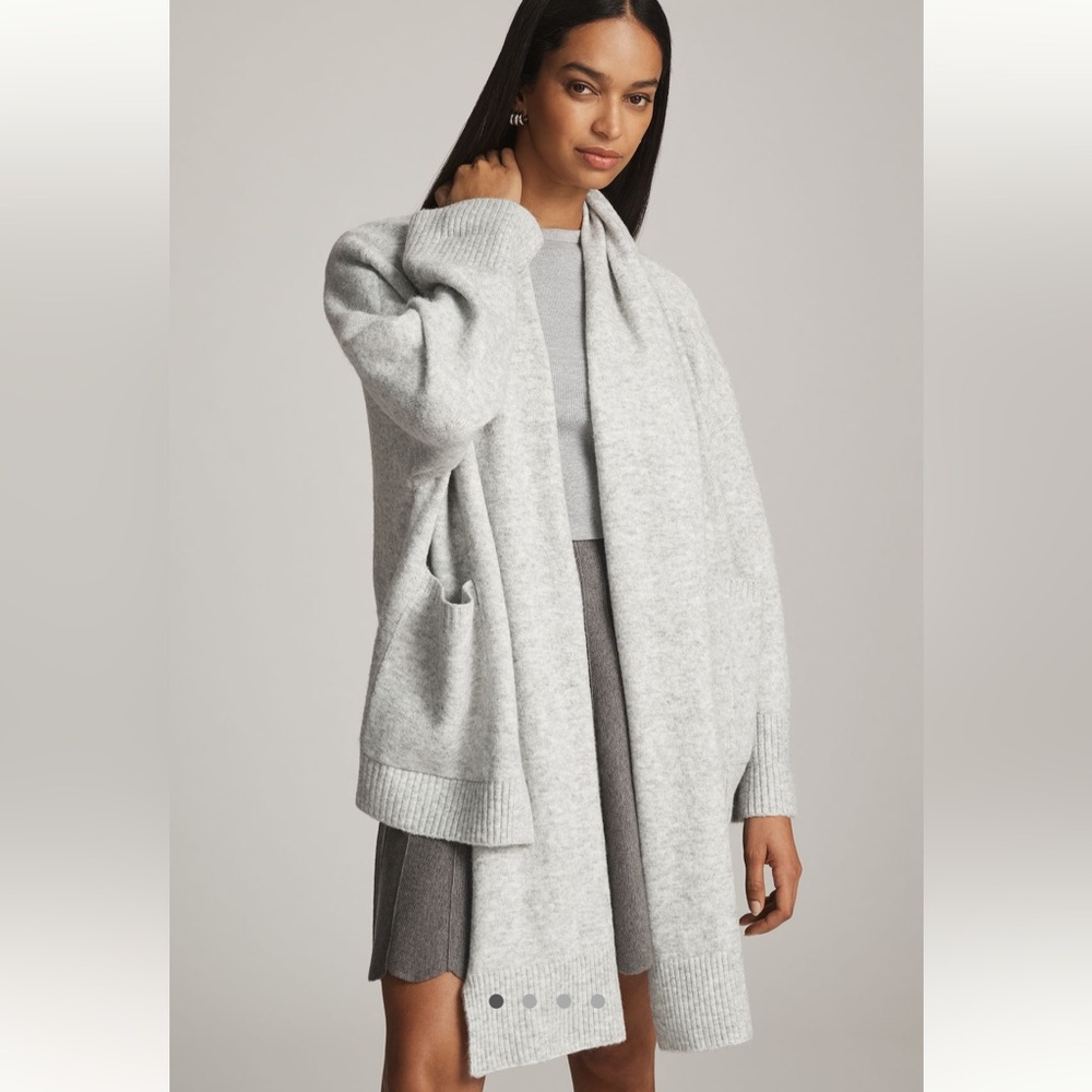 NWT Anthropologie Cardigan Sweater with Scarf Grey